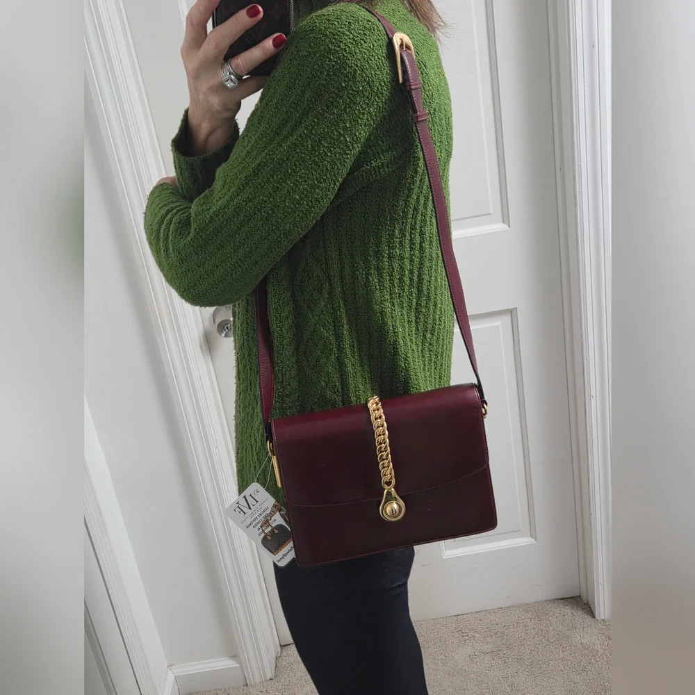 Gucci Boutique 1970s RARE  Bordeaux Leather 2way Bag Very limited Production - Picture 7 of 17